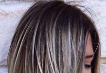 Edgy bob haircut style medium length dark roots silver ombre straight face girl