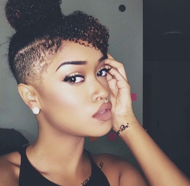 Frizzy Hair with Top Bun & Shaved Sides
