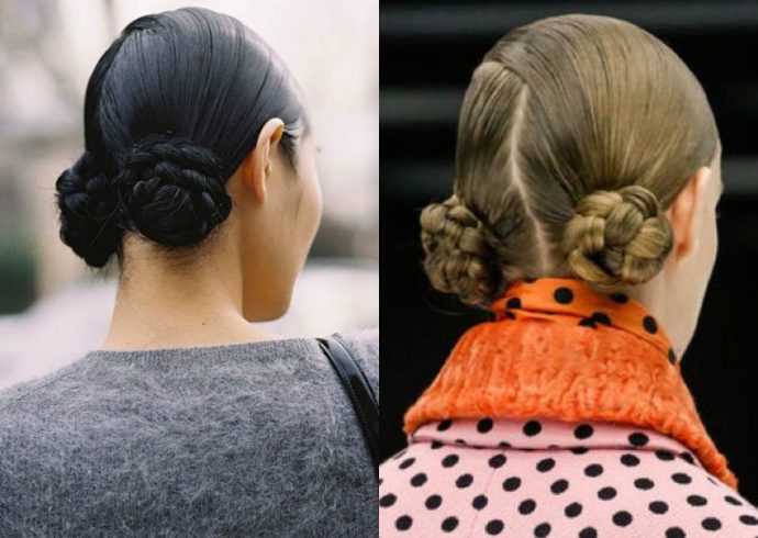 low braided double buns