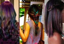 Brunette oil slick hair colors