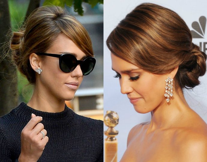 Jessica Alba elegant updo hairstyles
