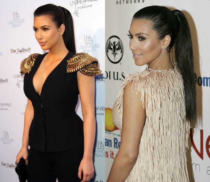 Kim Kardashian high ponytails