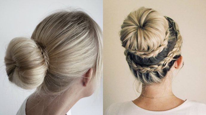 donut bun hairstyles with braids