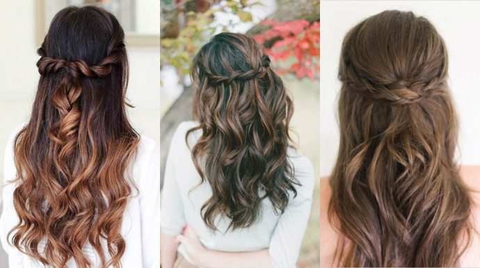 half up half down braided hairstyles for romantic looks