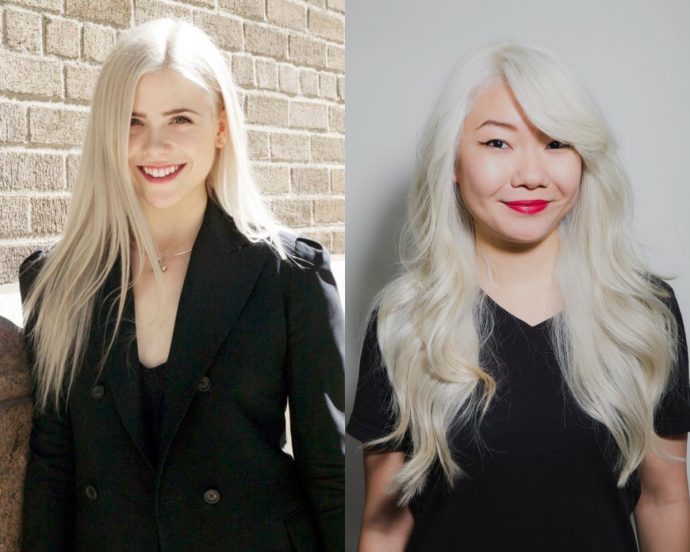 bleached blonde long hair