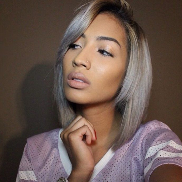 straight bob cuts of silver color