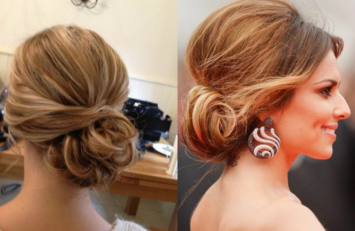 rolled low buns for brides