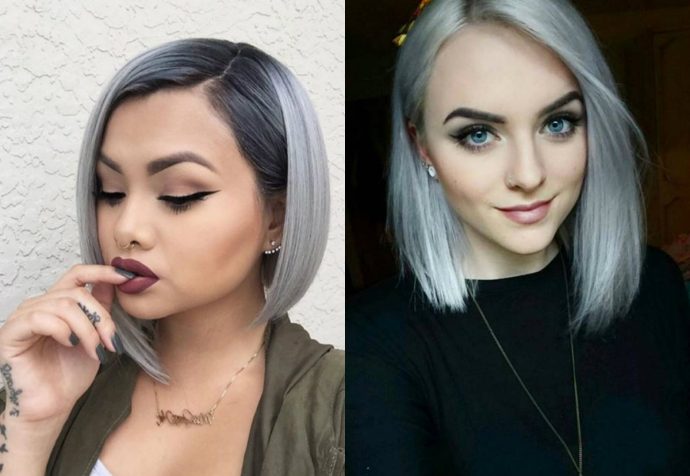 silver bob for straight hair