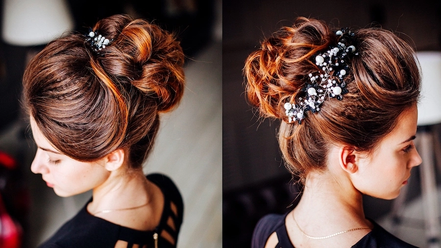 Long length updo bun with pony tail Long length updo bun with pony tail